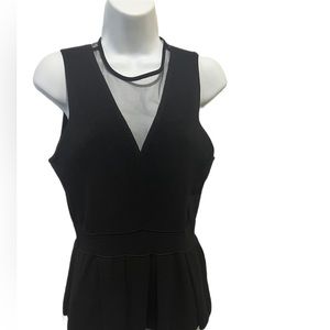 White House Black Market black sheer yoke peplum sweater